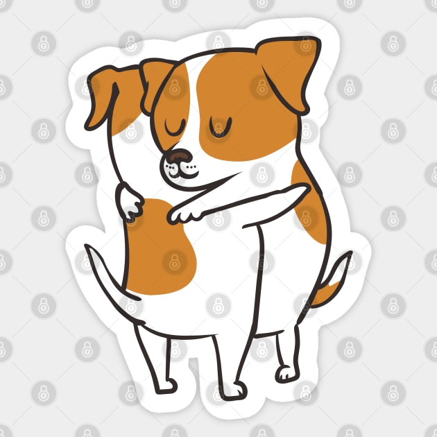 Jack Russell Terrier hugs Sticker by huebucket